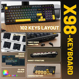 ATTACK SHARK X98 Tri-Mode 102-Keys Wireless Mechanical Keyboard - Star Black (Arabic)
