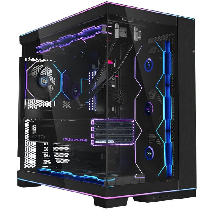 كيس LIAN LI O11D EVO RGB E-ATX متوسط الحجم لتجميعات الألعاب – أسود (بدون مراوح)