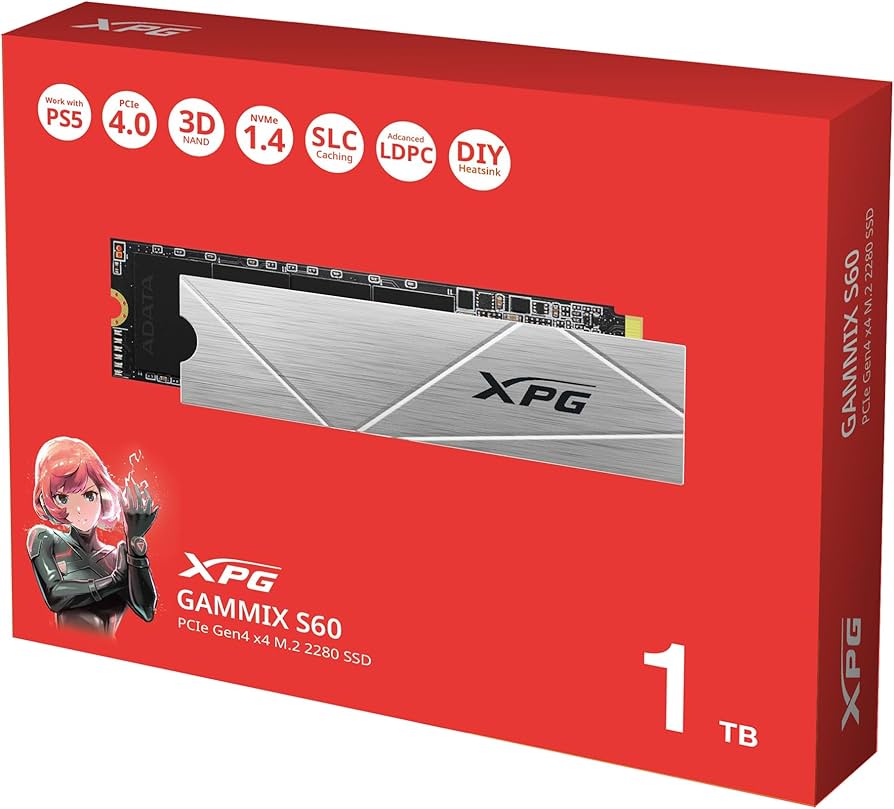 محرك أقراص داخلي XPG Gammix S60 Blade 1TB متوافق مع PS5 - فضي