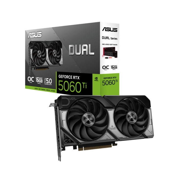 أسوس Dual GeForce RTX 5060 Ti OC إصدار 16 جيجابايت PCIe 5.0 GDDR7 بطاقة رسومات