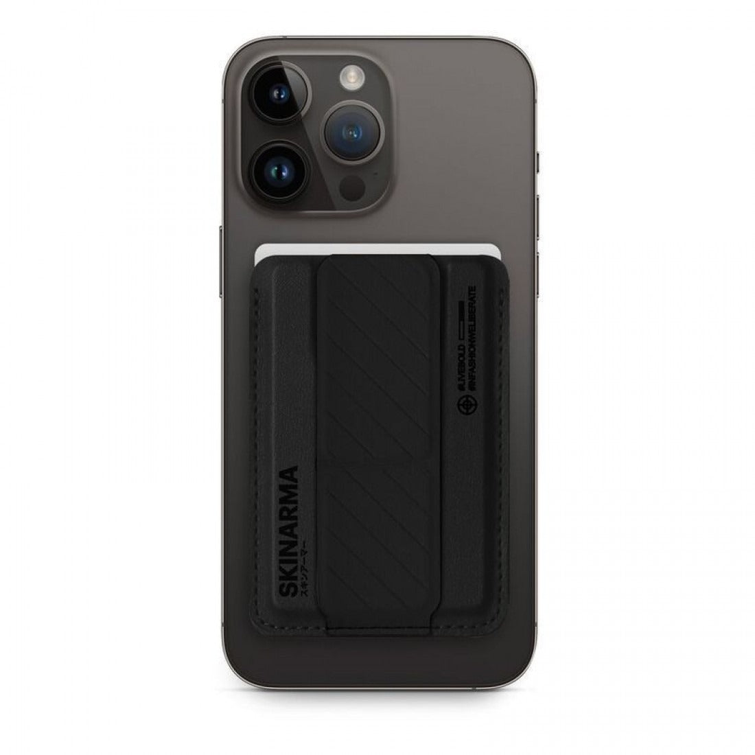 SKINARMA MAG-CHARGE CARD HOLDER WITH GRIP STAND ~ KADO-BLACK