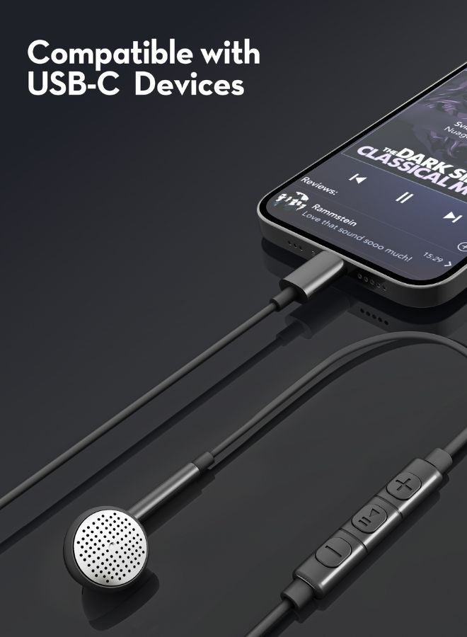 RAVPower EP1002 Mono Earphone with USB-C Plug BLACK