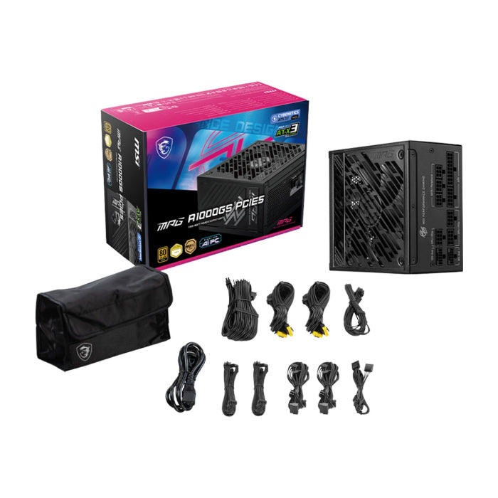 MSI MPG A1000G UK PSU 1000W 80 Plus Gold certified Fully Modular PC Power Supply