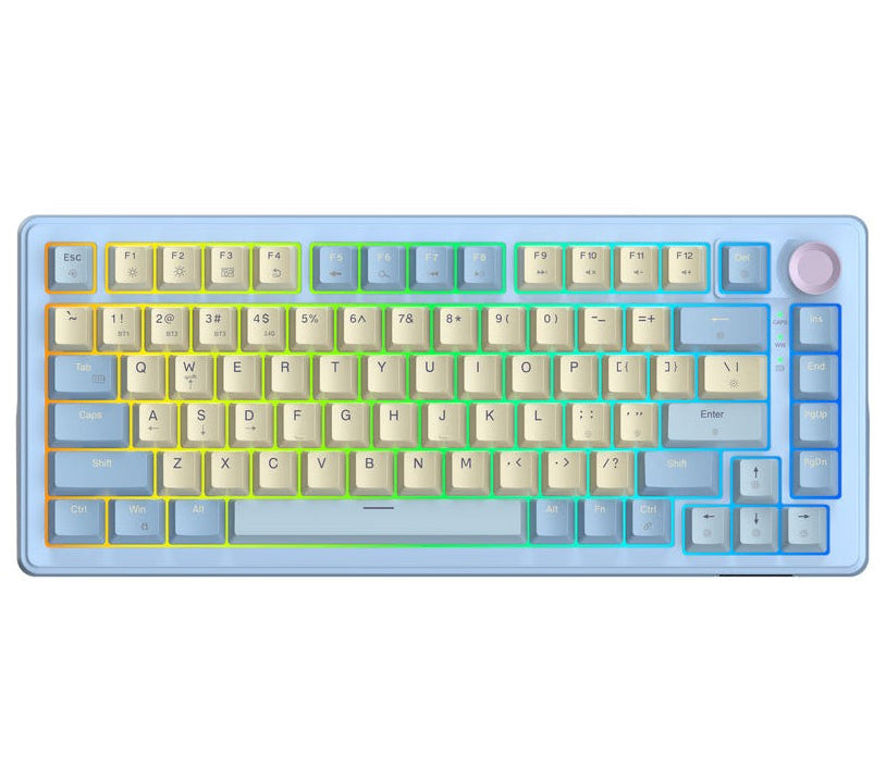 Sades Skyblade 82 82 Key Compact layout  75% with immersive RGB & Multi-Function Knob Wireless mechanical Gaming keyboard - Blue