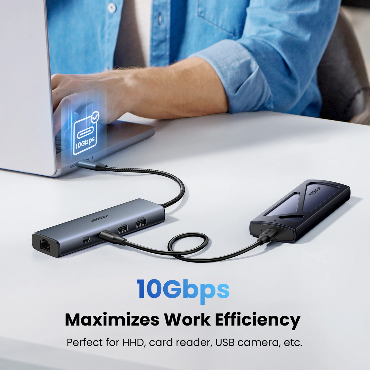 UGREEN 6 in 1 USB C Hub with 10Gbps Ethernet 2x USB-C 3.2, 2x USB-A (CM512 - 45320)