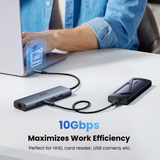 UGREEN 6 in 1 USB C Hub with 10Gbps Ethernet 2x USB-C 3.2, 2x USB-A (CM512 - 45320)