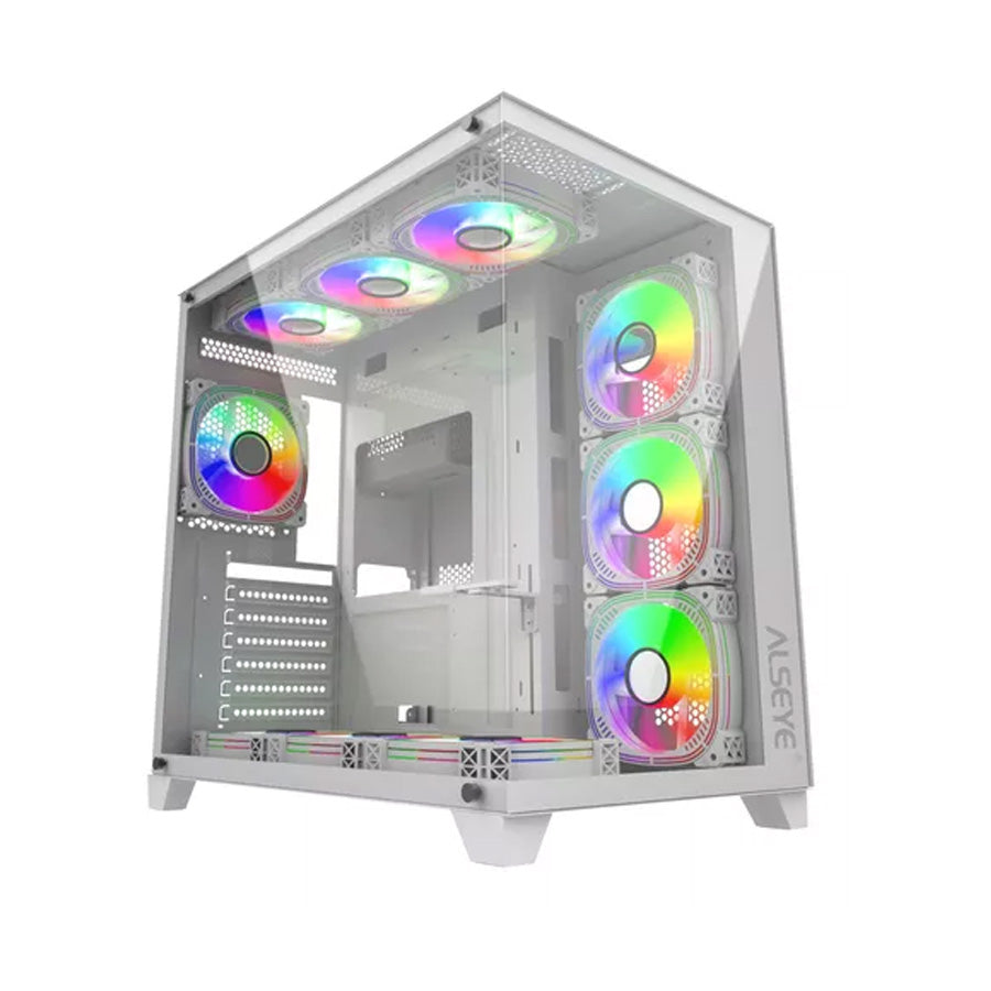 Alseye Paladin-W ATX Mid Tower Case with 7 ARGB Fans - White