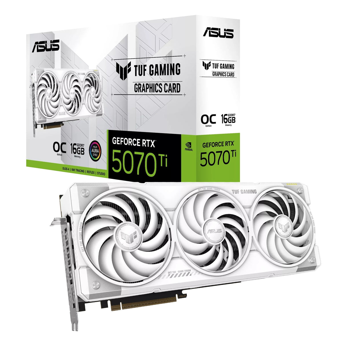 Asus TUF GeForce RTX 5070 Ti OC 16GB GDDR7, Aura Sync Gaming Graphics Card - White