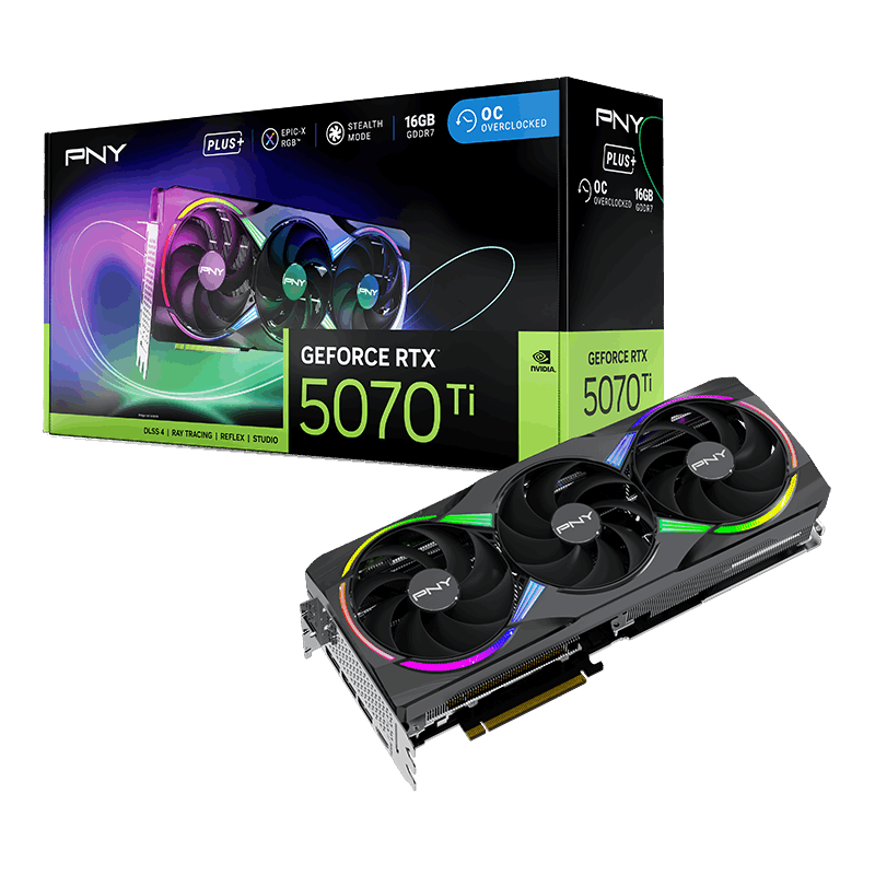 PNY GeForce RTX 5070 Ti EPIC-X RGB Overclocked Triple Fan Plus GPU