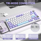 لوحة مفاتيح ميكانيكية ATTACK SHARK X820 Ultra Tri-Mode 75% Gasket - Star White Lavender + Shark Switch