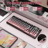 لوحة مفاتيح ألعاب ATTACK SHARK X98PRO بعدد 99 زرًا مع وضع اتصال ثلاثي، وشاشة عرض LED ملوّنة، ولوحة أرقام مدمجة - Pink Blueberry Switch