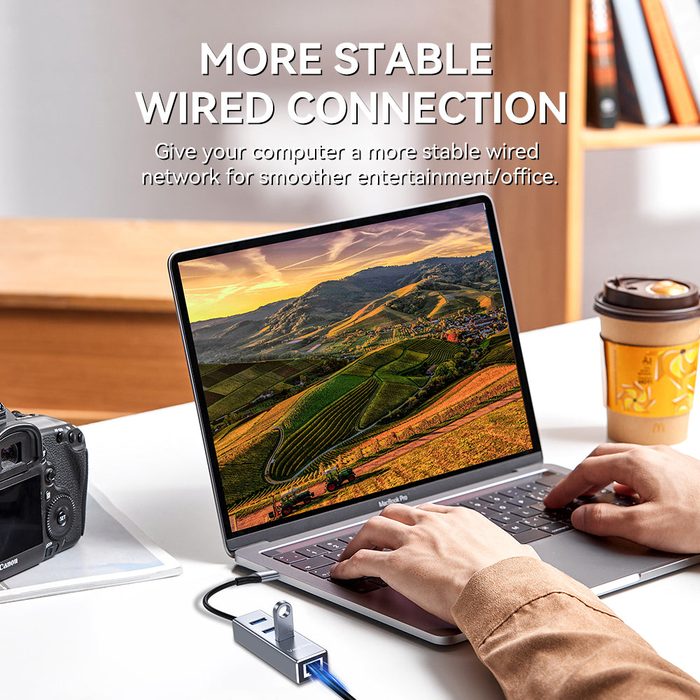 VegGieg USB/Type-C 3.0 2in1 Gigabit Lan Adapter with 3.0*3  HUB Model V-K310