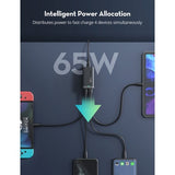 RAVPower RP-PC136 PD Pioneer 65W 4-Port Wall Charger UK black offline