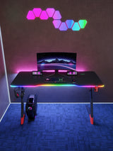 Gamax D2501 3 Sides RGB Carbon fiber Gaming Table 120*60*74 cm with Mousepad - Black (Installation Not Included)