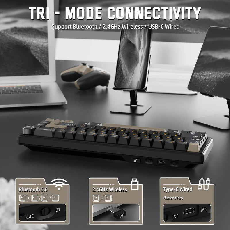 ATTACK SHARK X66 60% Wireless Mechanical Keyboard with Side Printed PBT Keycaps - Star Black