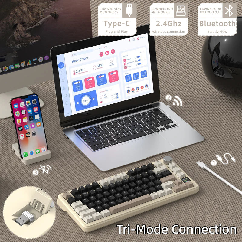لوحة مفاتيح ميكانيكية ATTACK SHARK X85PRO بنظام Tri-mode مع هيكل Gasket - 75%