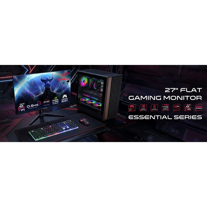 جيم اون شاشة ألعاب  GOES27FHD144IPS مقاس 27 بوصة، بدقة FHD، ومعدل تحديث 144 هرتز، وزمن استجابة 0.5 مللي ثانية، ومنفذ HDMI 2.1، وتقنية IPS سريعة، مسطحة - أسود