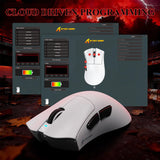 ماوس ألعاب ATTACK SHARK V3PRO فائق الخفة مع قاعدة شحن ونظام Tri-Mode ودقة تصل إلى 25,000 DPI - أبيض