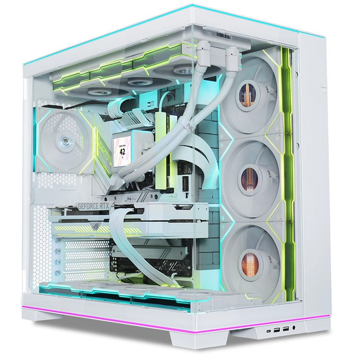 كيس LIAN LI O11D EVO RGB E-ATX متوسط الحجم لتجميعات الألعاب – أبيض (بدون مراوح)