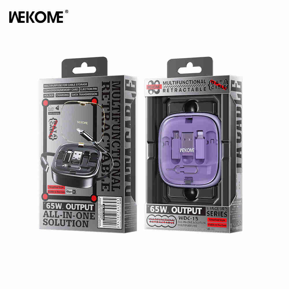 WEKOME WDC-15 Vanguard Series Multifunctional Retractable Data Cable Organizer(65W) - Purple