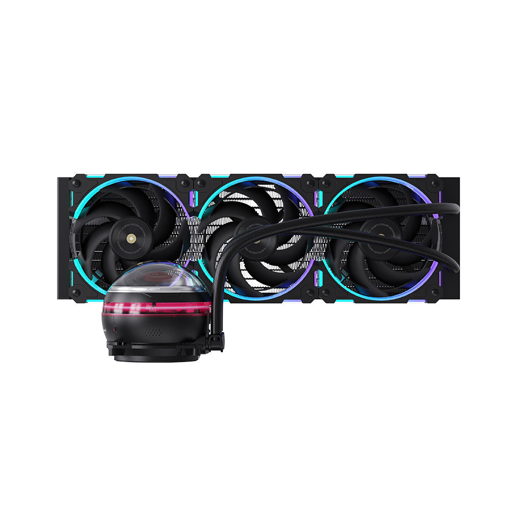 Alseye W360-L-B 360mm AIO Liquid Coolers, 320W TDP low noise ARGB pump with 2.1 inch screen - Black