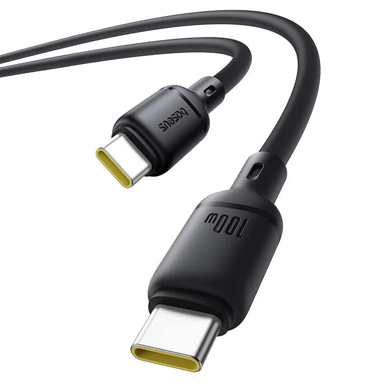 كابل بيسيوس سيلكي للشحن USB-A إلى USB-C بطول 2 متر – كلستر بلاك