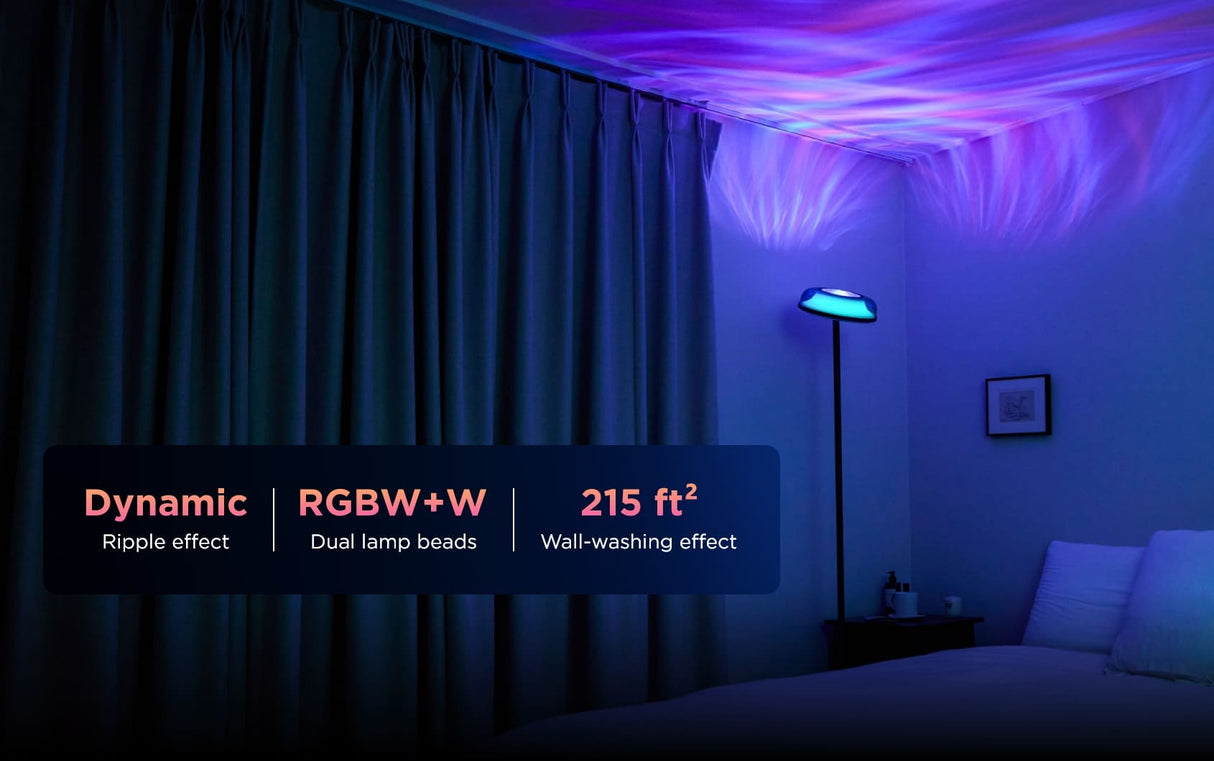 Govee Uplighter Floor Lamp 3 in 1 Lighting Effects, Dynamic Ripple Effect, RGBWW+RGBIC+WW Colors - H60B0