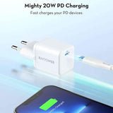 RAVPower RP-PC1037 PD 20W wall charger White UK Version with 3 AC plug white