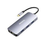 محطة إرساء موسيل 6 في 1 USB-C | HDMI بدقة 4K بمعدل 60 هرتز، شحن سريع بقدرة 100 واط، منفذ RJ45، منفذي USB 3.0 ومنفذ USB-C لنقل البيانات | متوافقة مع MacBook و iPad