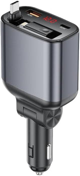 شاحن سيارة Choetech TC0033 بقدرة 105 واط مع كابل مدمج قابل للسحب – أسود