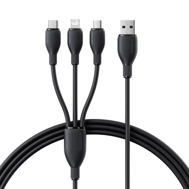 Fast One Device Baseus Ultra-Fast One-for-Three Fast Charging Cable USB-A to M+L+C 1.3 ...