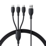كابل بيسيوس فائق السرعة للشحن USB-A إلى M+L+C بطول 1.3 متر – أسود كوزمك