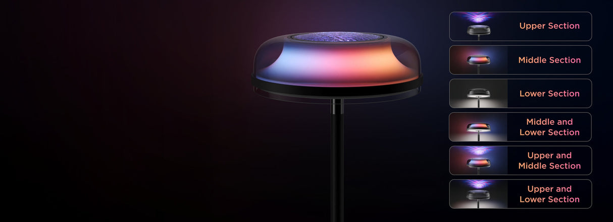 Govee Uplighter Floor Lamp 3 in 1 Lighting Effects, Dynamic Ripple Effect, RGBWW+RGBIC+WW Colors - H60B0