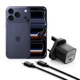 Apple iPhone 17 Pro Max 12GB RAM 6.9" - ESIM 256 Blue With RAVPower PD20W Wall Charger + USB C to USB C Cable BLACK