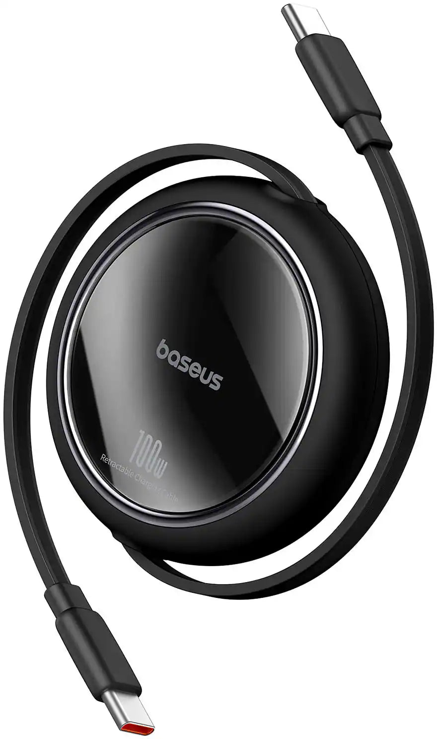 كابل Baseus Free2Pull Mini 2-in-1 قابل للانسحاب للشحن السريع USB-C إلى C+C 100 واط 1.2 متر - أسود كوني