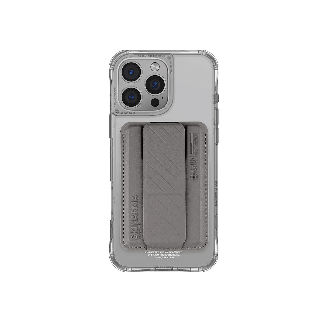 SKINARMA IPHONE PRO 6.3" (2024) SAIDO MAG-CHARGE (PRIME EDITION) + KADO MAGNETIC CARDHOLDER (BUNDLE PACK)-Titanium