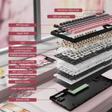 لوحة مفاتيح ألعاب ATTACK SHARK X98PRO بعدد 99 زرًا مع وضع اتصال ثلاثي، وشاشة عرض LED ملوّنة، ولوحة أرقام مدمجة - Pink Blueberry Switch