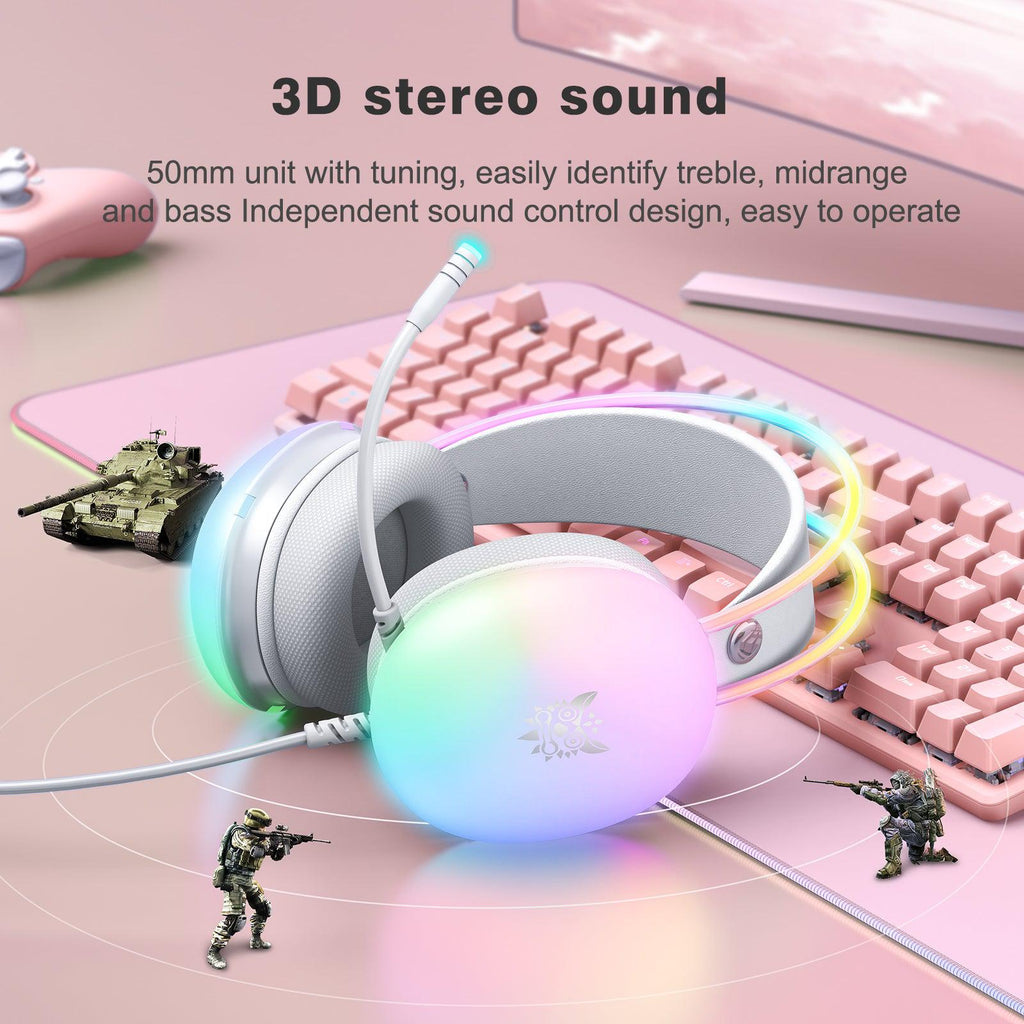 سماعة الألعاب ONIKUMA X25 RGB – أبيض