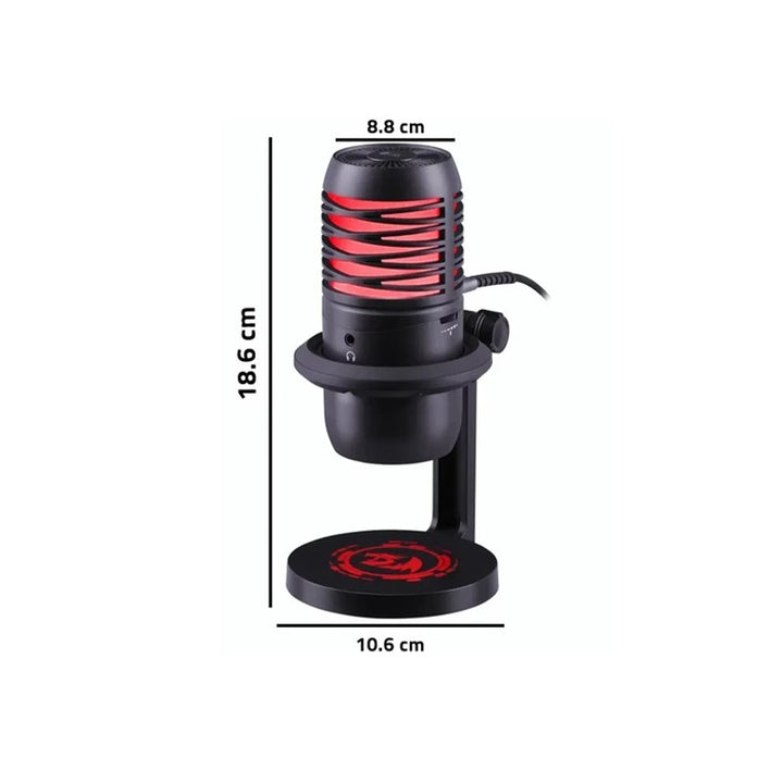 Redragon Nebula GM211 ميكروفون ألعاب USB سلكي بتقنية الكارديويد و6 أوضاع إضاءة RGB - أسود