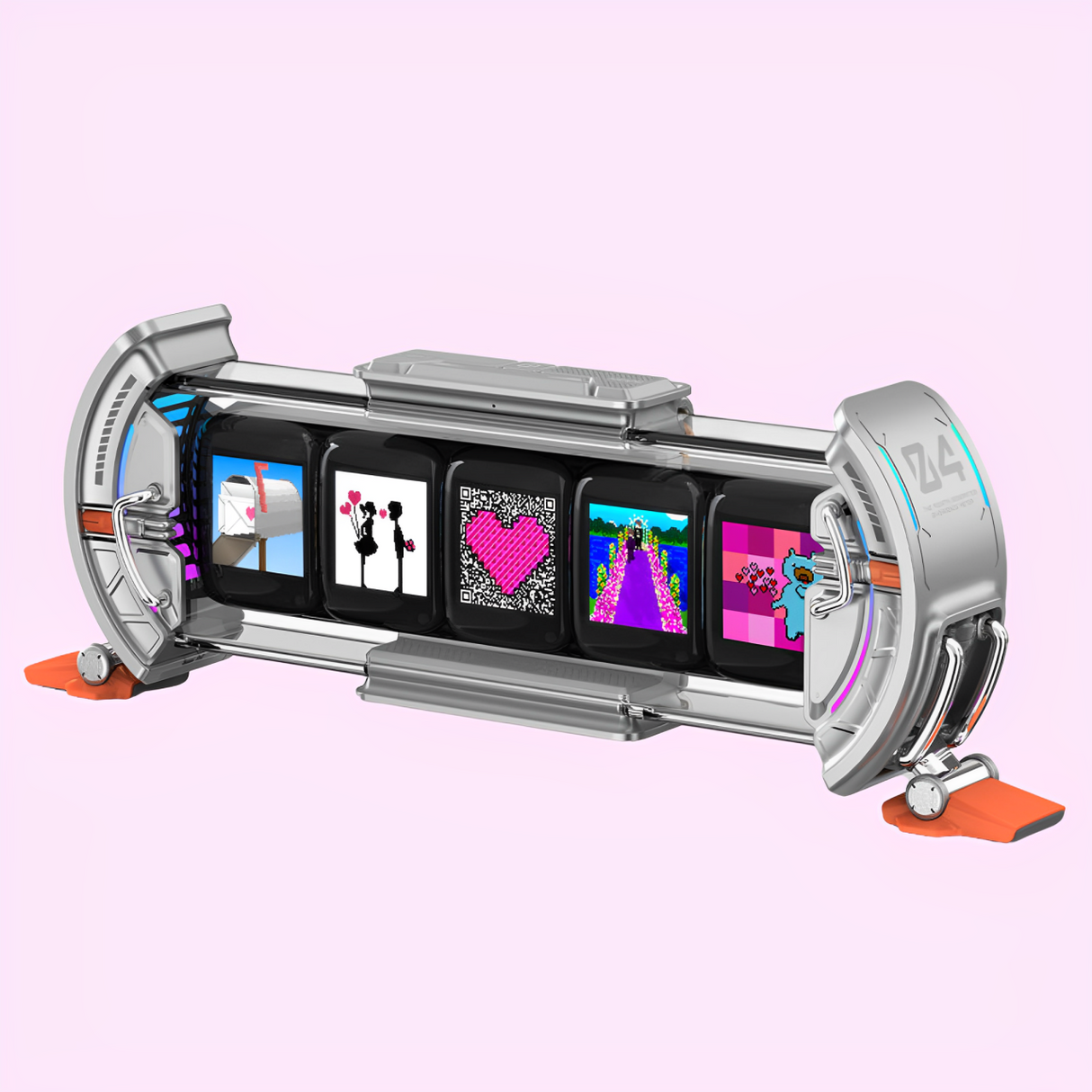 Divoom Times Gate Pixel Art Informative Cyberpunk Digital Clock Display - Silver