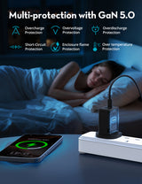 راف باور RP-PC1099 GaN 5.0 شاحن حائط ثنائي المنافذ PD 45 واط أسود