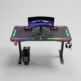 Gamax P206 Tempered Glass Surface Gaming Table 120*60*74 cm with Mousepad & Full RGB - Black (Installation Not Included)