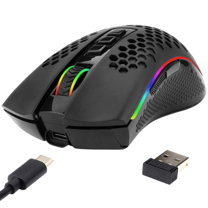 Redragon M808 Storm Pro Lightweight RGB Wireless/Wired Gaming Mouse - Black