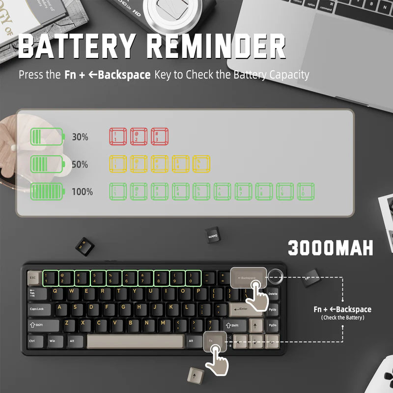 ATTACK SHARK X66 60% Wireless Mechanical Keyboard with Side Printed PBT Keycaps - Star Black