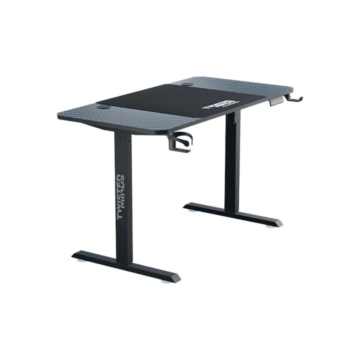 Twisted Minds Paradox Adjustable Gaming Desk, 120x60 cm,with Cup Shelf, Headphone Hook & Mousepad - Black (Installation Not Included)