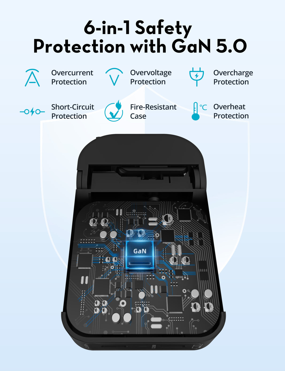 RAVPower RP-PC1095 GaN PD100W 2-Port Wall C Black - RP-PC1095