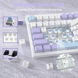 لوحة مفاتيح ميكانيكية ATTACK SHARK X820 Ultra Tri-Mode 75% Gasket - Star White Lavender + Shark Switch