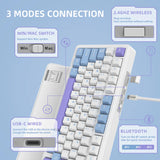 ATTACK SHARK X85 Tri-Mode 75% Gasket mounted Mechanical Keyboard - White Purple Jade Switch (Arabic)