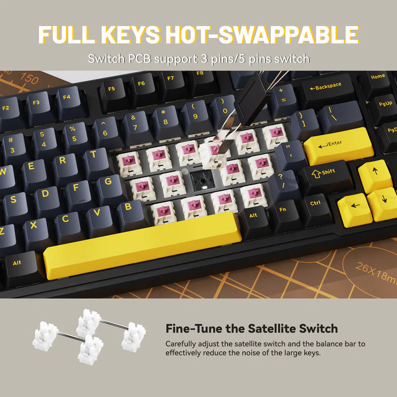 ATTACK SHARK X98 Tri-Mode 102-Keys Wireless Mechanical Keyboard - Star Black (Arabic)