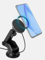 شاحن سيارة من الألومنيوم متوافق مع نظام MAGSAFE من Energea MAGDRIVE (للاستخدام على سطح المكتب/فتحة التهوية) - لون رمادي داكن/أسود